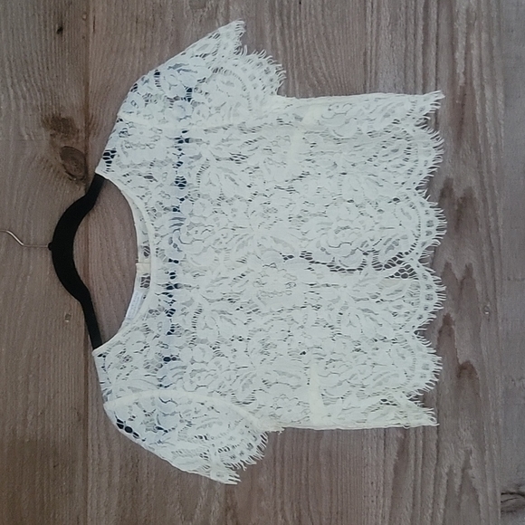 Jenny Yoo Tops - Jenny Yoo for Anthropologie Ivory Lace Kenzie  Short Sleeve Top Size XSmall